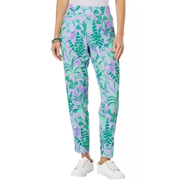 Lilly Pulitzer Luxletic Run Around Pants Purple Iris on the Chase Size Medium‎ - Picture 1 of 12
